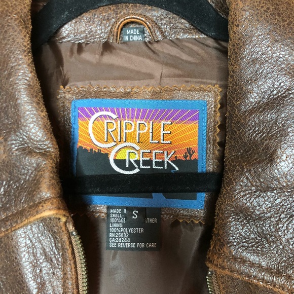 Cripple Creek S Brown Leather Jacket Bomber & Varsity